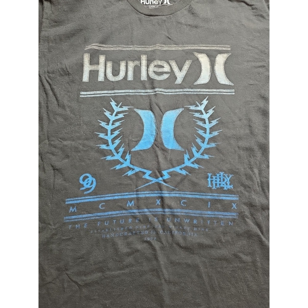 Hurley Classic Fit Crewneck Graphic T Shirt Black Adult Y2K Size Large Cotton - Picture 4 of 6